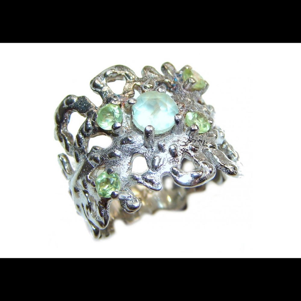 Spectacular Natural Peridot SS handcrafted ring